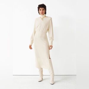 & Other Stories Cream Slim Fit Wool Knit Dress Medium - Petite Friendly